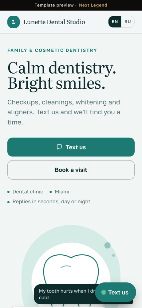Lunette Dental Studio template on a phone